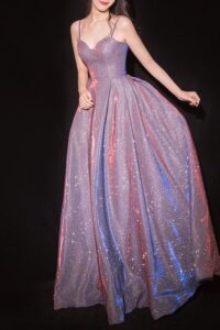 Lavender Shimmer Sparkle Evening Gown with Sweetheart Neckline Sparkly evening dress